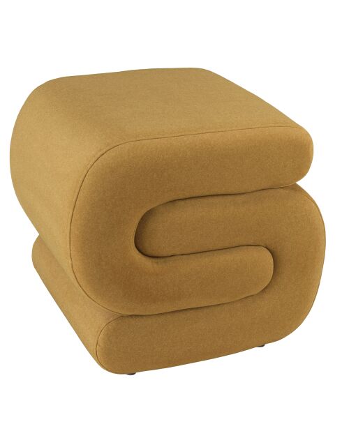 Pouf en tissu effet velours jaune moutarde