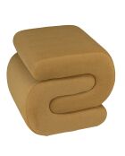 Pouf en tissu effet velours jaune moutarde