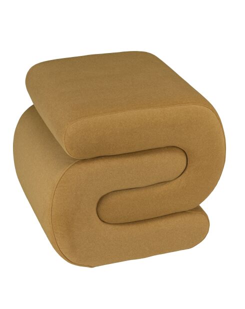 Pouf en tissu effet velours jaune moutarde