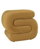 Pouf en tissu effet velours jaune moutarde