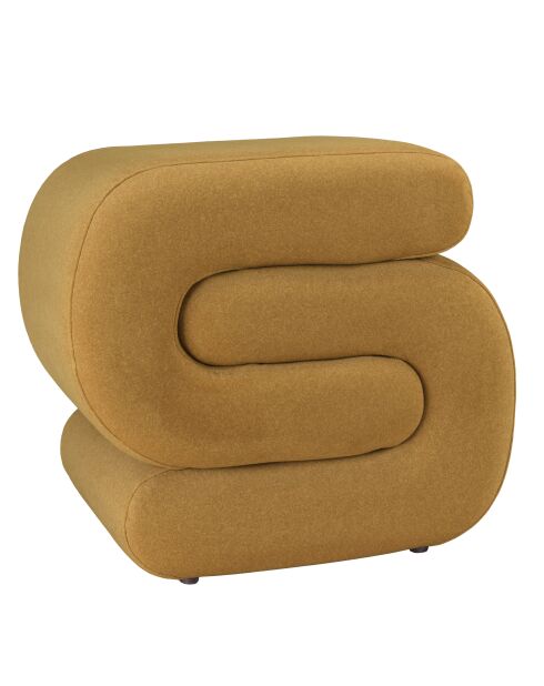 Pouf en tissu effet velours jaune moutarde