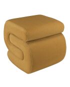 Pouf en tissu effet velours jaune moutarde