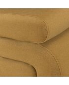 Pouf en tissu effet velours jaune moutarde