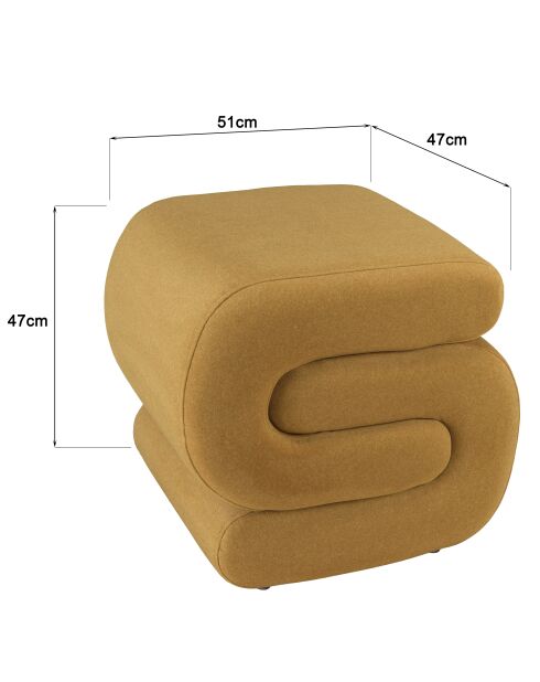 Pouf en tissu effet velours jaune moutarde