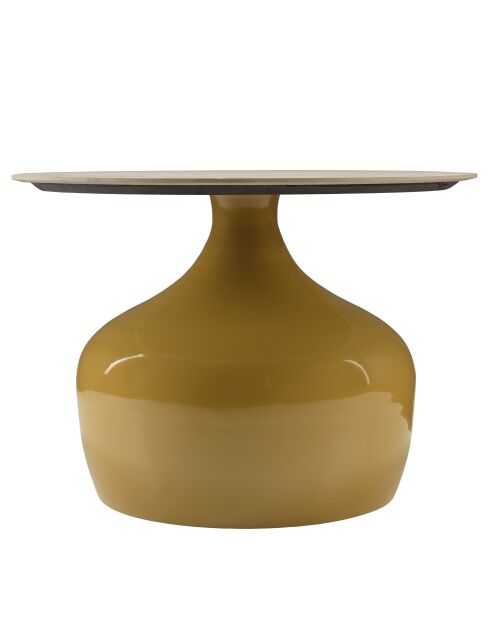 Table basse 60cm plateau carreaux vitrifiés pied fer camel