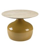 Table basse 60cm plateau carreaux vitrifiés pied fer camel