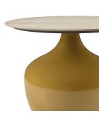 Table basse 60cm plateau carreaux vitrifiés pied fer camel