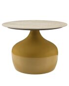 Table basse 60cm plateau carreaux vitrifiés pied fer camel