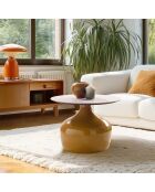 Table basse 60cm plateau carreaux vitrifiés pied fer camel