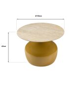 Table basse 60cm plateau carreaux vitrifiés pied fer camel