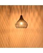 Suspensión tipo campana de 40x40 cm en ratán negro y teca