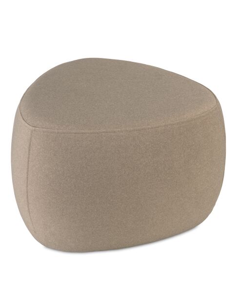 Pouf forme galet n°2 en tissu effet velours beige foncé