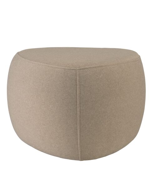 Pouf forme galet n°2 en tissu effet velours beige foncé