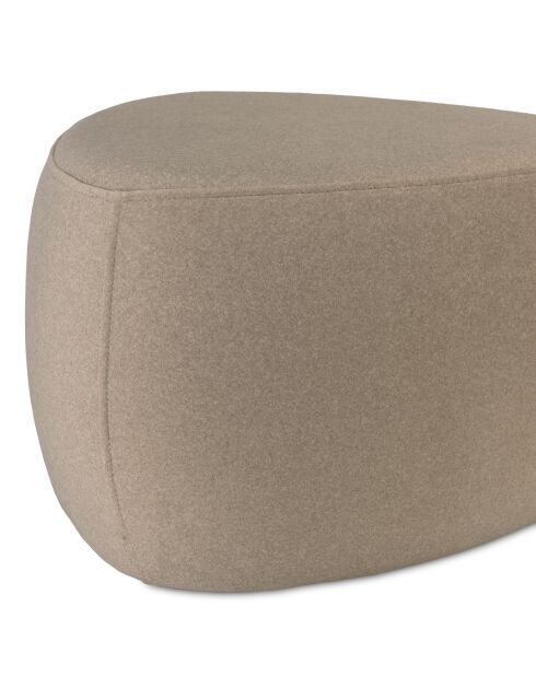 Pouf forme galet n°2 en tissu effet velours beige foncé