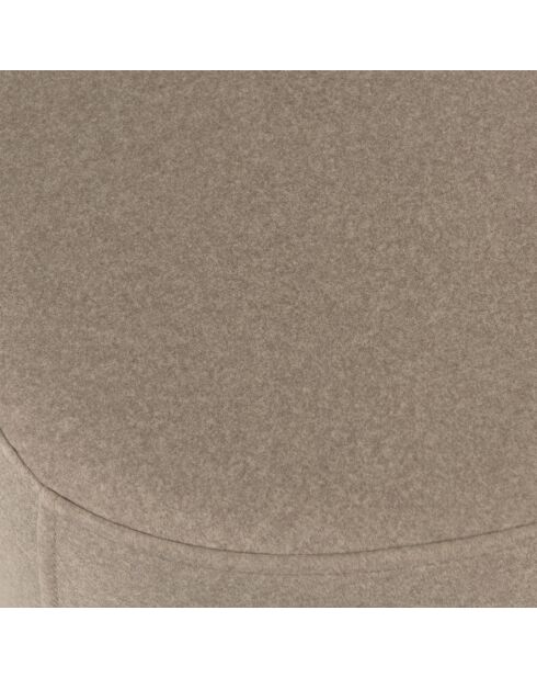 Pouf forme galet n°2 en tissu effet velours beige foncé