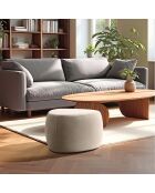 Pouf forme galet n°2 en tissu effet velours beige foncé