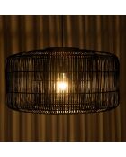 Suspension seau 76x76cm en rotin couleur noire et teck