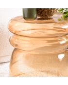 Table d'appoint design en verre fumé couleur marron clair