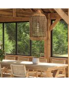 Suspension 50x50cm en abaca couleur naturelle et teck recyclé