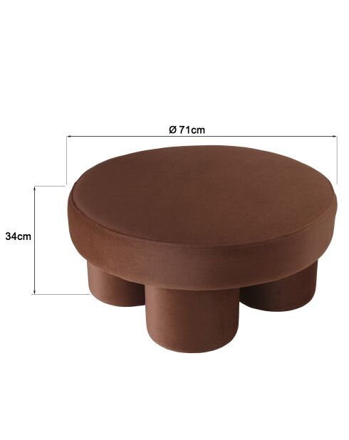 Pouf forme design n°1 en tissu effet velours marron