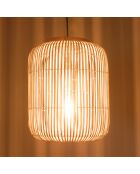 Suspensión extendida 35x35cm ratán color natural y teca