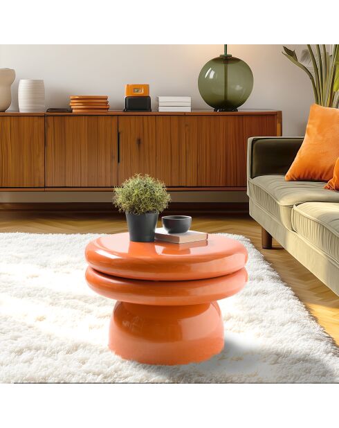 Table d'appoint design en fer couleur orange fluo