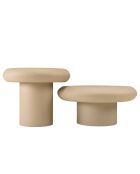 Set de 2 tables basses forme champignon en fer beige mat