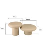 Set de 2 tables basses forme champignon en fer beige mat