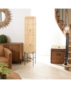 Lampadaire 39x39cm rotin naturel pieds acier noir