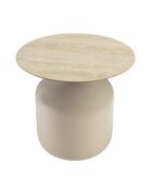 Table d'appoint plateau carreaux vitrifiés pied en fer beige