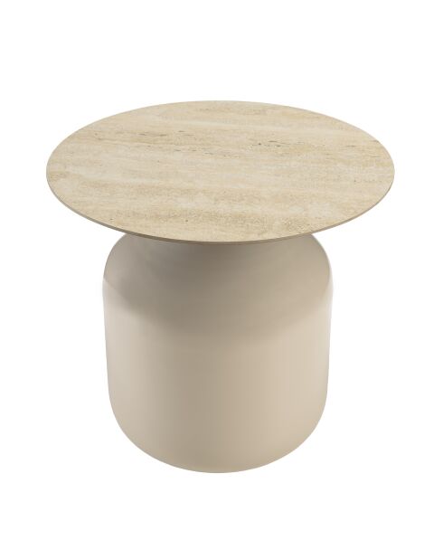 Table d'appoint plateau carreaux vitrifiés pied en fer beige