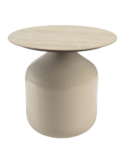 Table d'appoint plateau carreaux vitrifiés pied en fer beige