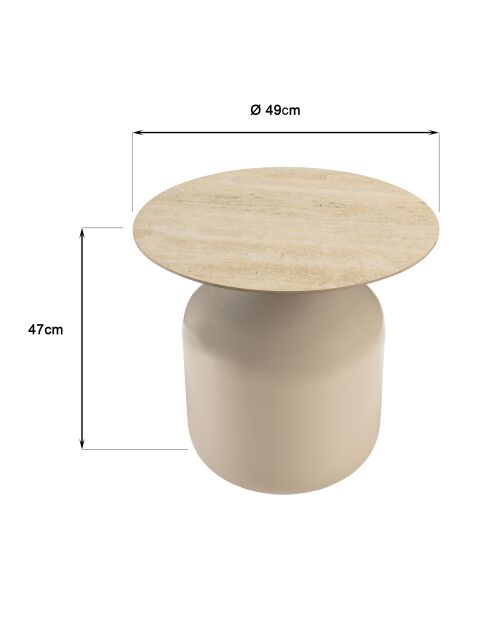 Table d'appoint plateau carreaux vitrifiés pied en fer beige