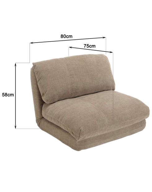 Chauffeuse 1 place multi-position en tissu couleur taupe