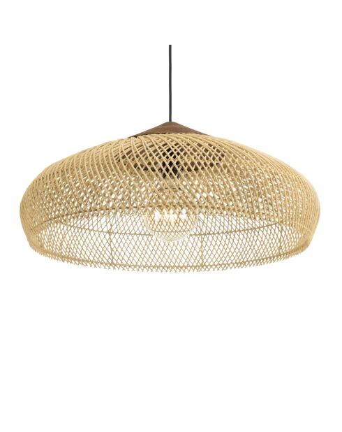 Suspension 65x65cm en rotin couleur naturelle et teck recyclé