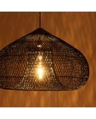 Suspension entonnoir 80x80cm rotin couleur noire/teck