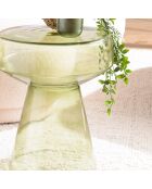 Table d'appoint design en verre transparent couleur vert