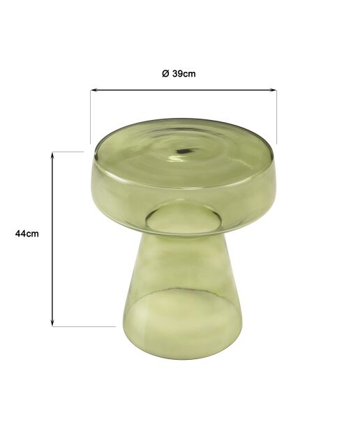Table d'appoint design en verre transparent couleur vert