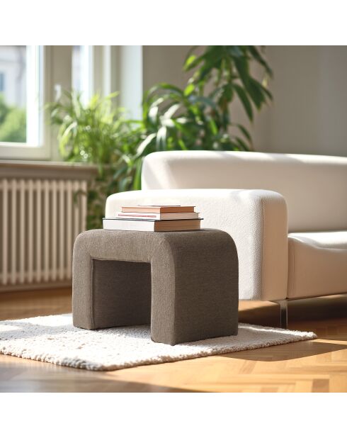 Pouf en tissu petite bouclette taupe foncé