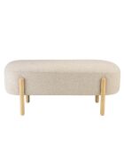 Banc en tissu effet laine beige et pieds bois