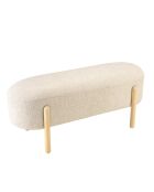 Banc en tissu effet laine beige et pieds bois