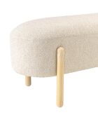 Banc en tissu effet laine beige et pieds bois