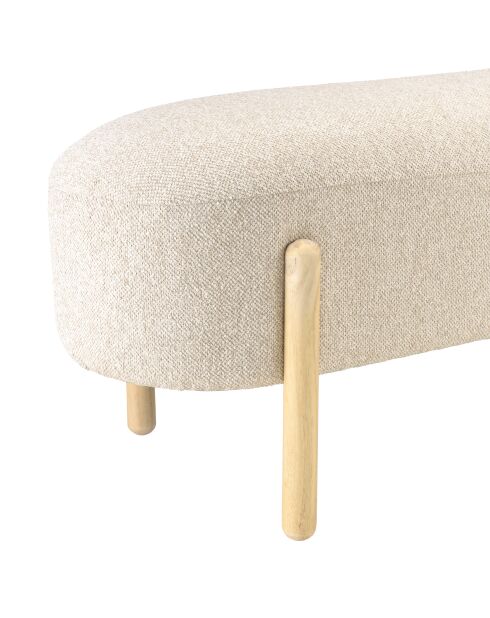 Banc en tissu effet laine beige et pieds bois