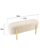 Banc en tissu effet laine beige et pieds bois