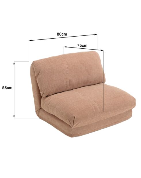 Chauffeuse 1 place multi-position en tissu couleur vieux rose