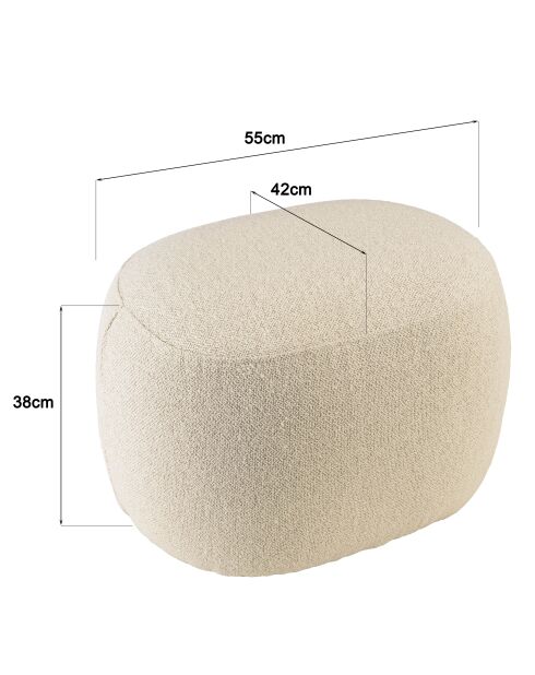 Pouf forme design n°2 en tissu petite bouclette beige