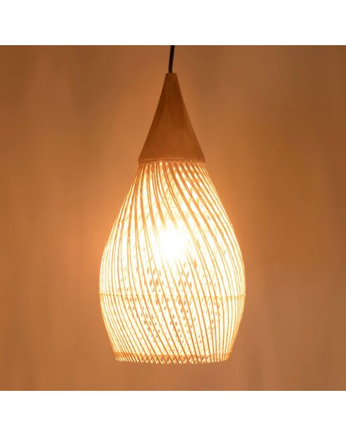 Suspension goutte 25x25cm rotin couleur naturelle et teck