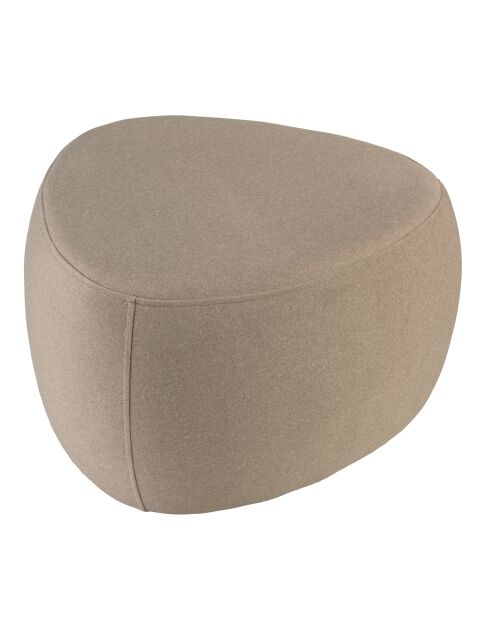 Pouf forme galet n°3 en tissu effet velours beige foncé