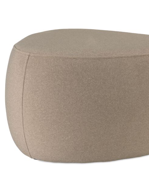 Pouf forme galet n°3 en tissu effet velours beige foncé