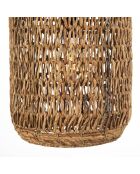 Suspension 30x30cm en abaca couleur naturelle et teck recyclé